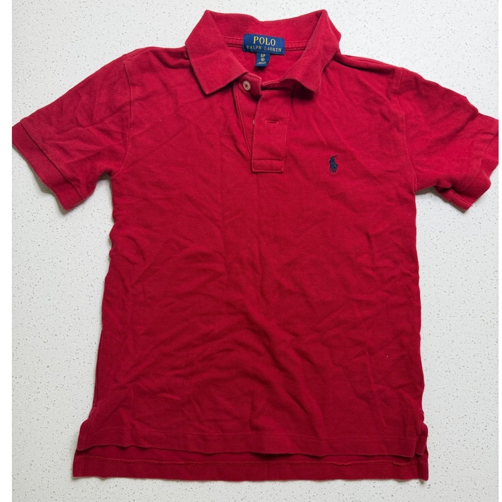 Polo Ralph Lauren Kids Red Short Sleeve Pique Polo Shirt Size S 8